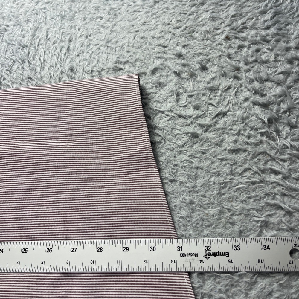 Stafford Mens 17.5 Burgundy White Striped Wrinkle Free Short Sleeve Dress Shirt - Picture 6 of 8